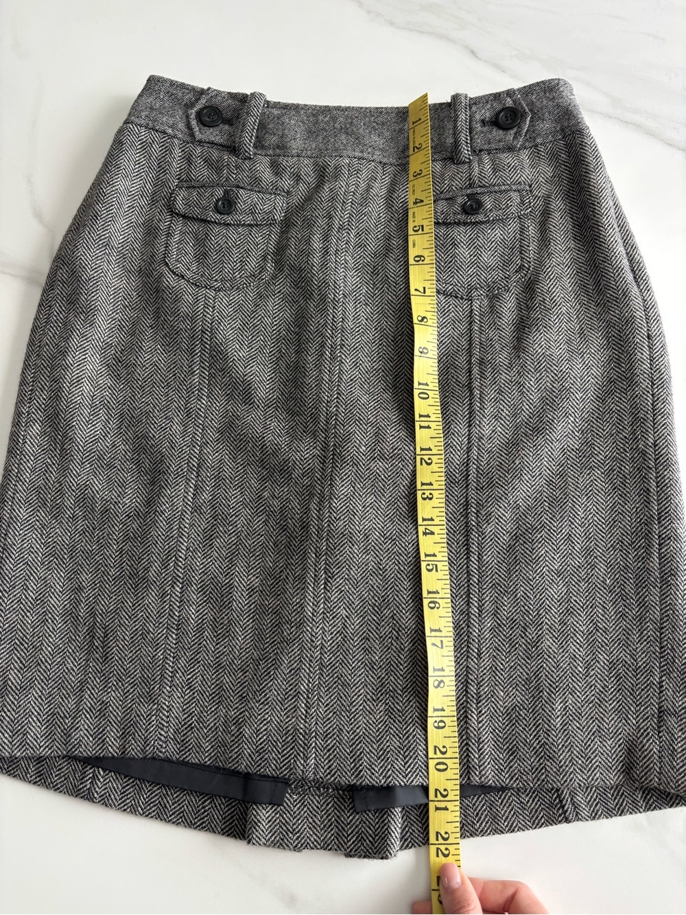 Ann Taylor Gray Herringbone Pencil Skirt - Classic Women’s Skirt Sz 2 - Picture 9 of 9